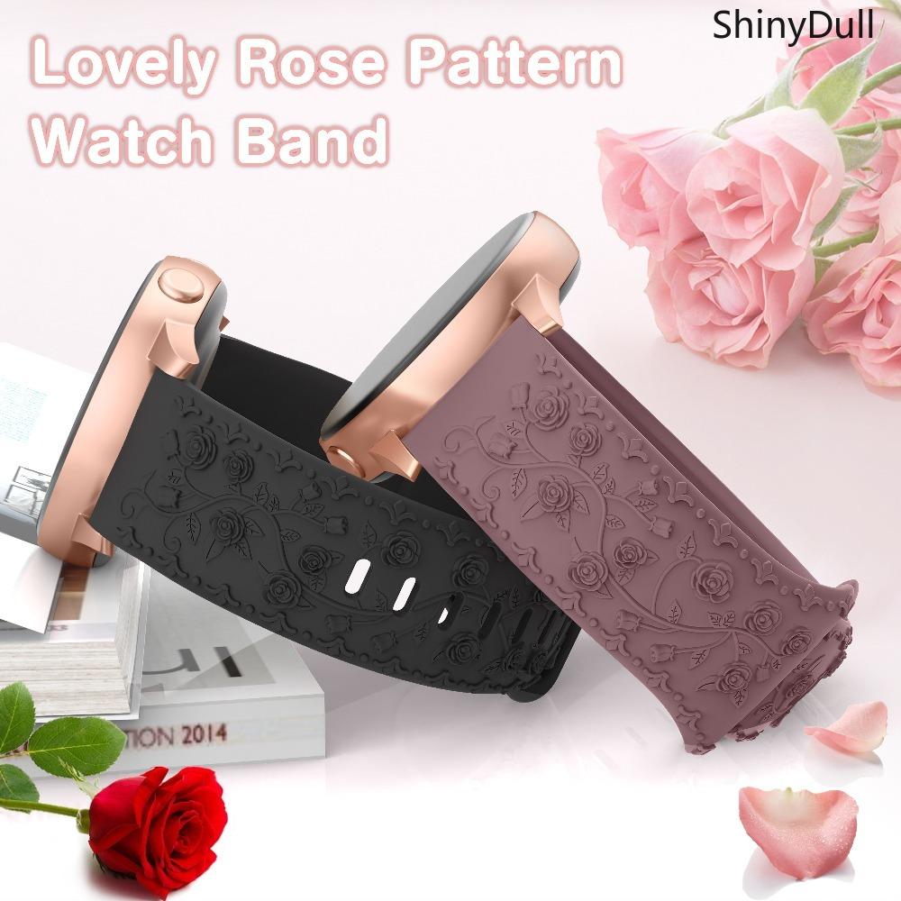 4-Pack Floral Engraved Watch Bands Apple Watch Bands – Sport Strap 38–49mm (Series 1–11, SE, Ultra / Ultra 2)Comfortable & Stylish for Women