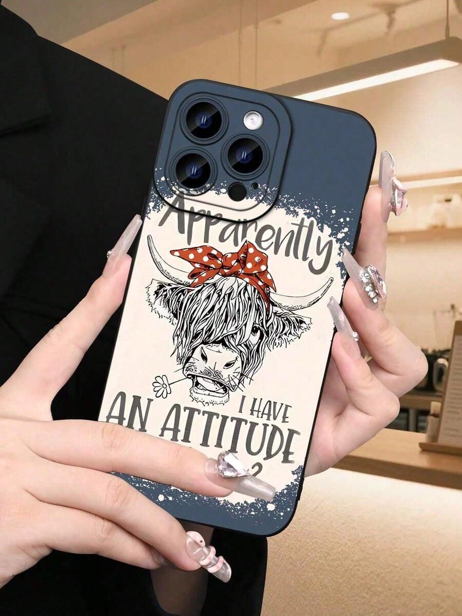 Highland - Cow Printed 2D Pattern Popular Creative Black Matte Feel Full Protection Dustproof And Waterproof Soft Shell, Suitable For IPhone17/IPhone17 Air/IPhone17 Pro/IPhone17 Pro Max/16 Pro Max/15 Pro Max/14 Pro Max/13 Pro Max/12 Pro Max/11 Pro Max