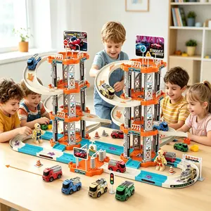 115-Piece Race Car Parking Toy Set, Kids Garage Playset, Preschool Vehicle Game, Birthday Gift for Boys Girls Aged 3+