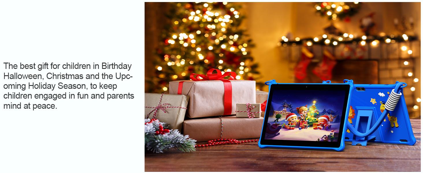 10 inch Tablets Android 13, Tablet with Lanyard 64GB, Quad-Core, HD IPS Display, WiFi, Dual Camera, Tablet for 3+ (Blue)