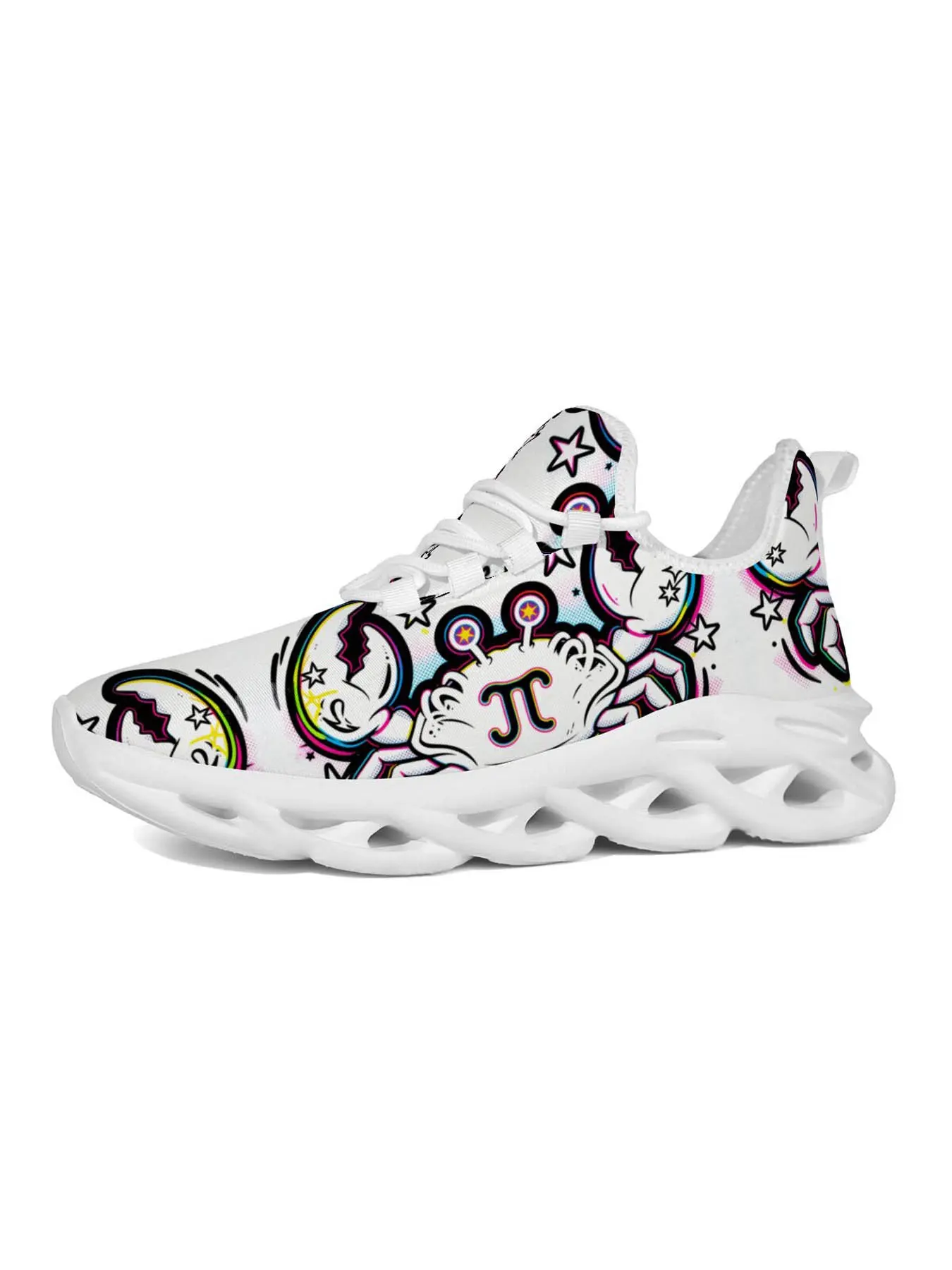Space Astronaut Print Sneakers, Trendy Streetwear, Artistic Style, Vibrant Thick Sole, Classic Versatile, Youth Campus Music Festival Essential