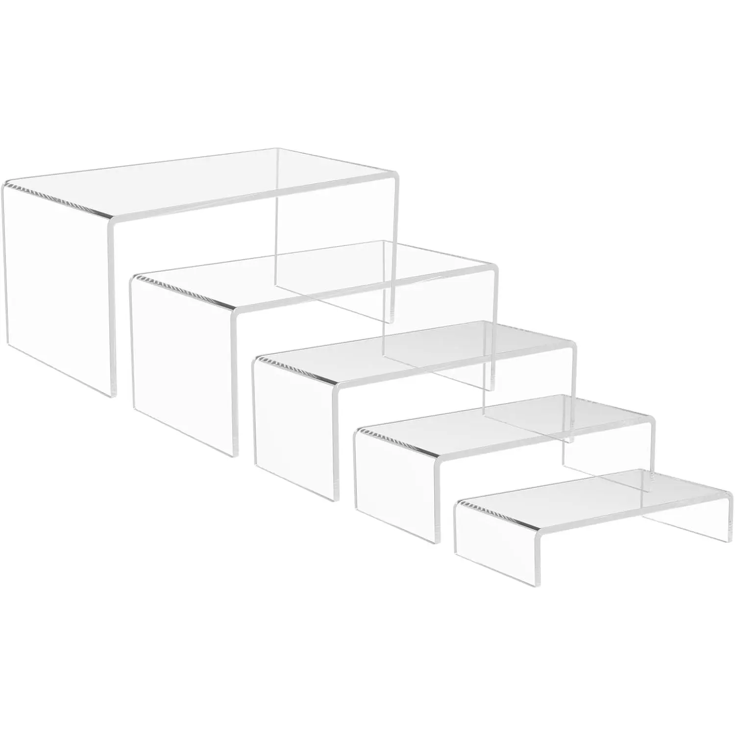 5 Pack acrylic display stand, Acrylic Display Risers, 5 Sizes Clear Product Stand, Jewelry Display Riser Shelf Showcase Fixtures For Collectibles Display, Figure Display - 6.8" to 10"