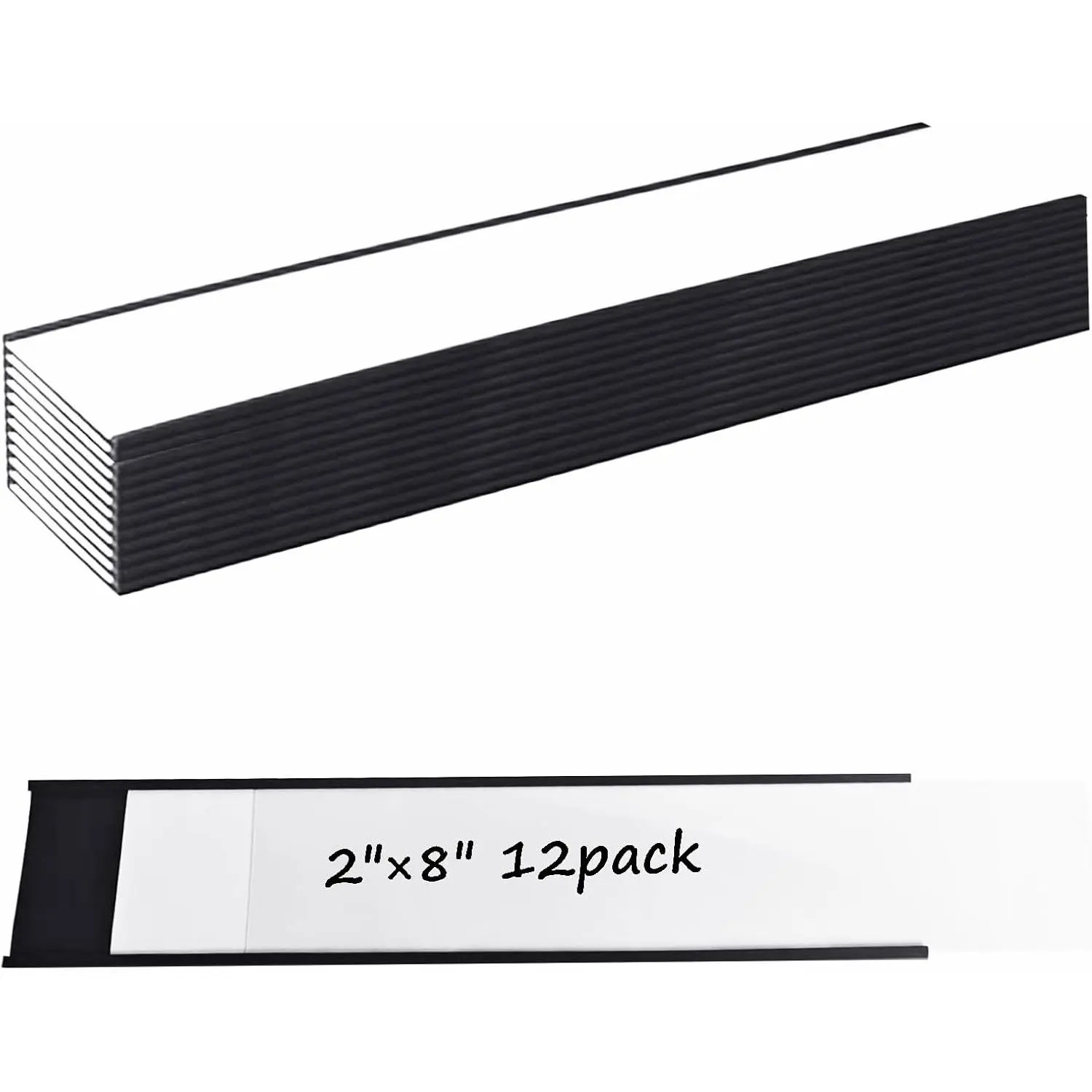 12 Pack 2" × 8" C   Label Holder for Metal Racks Shelves Tool Box Drawers  File Cabinet Labels