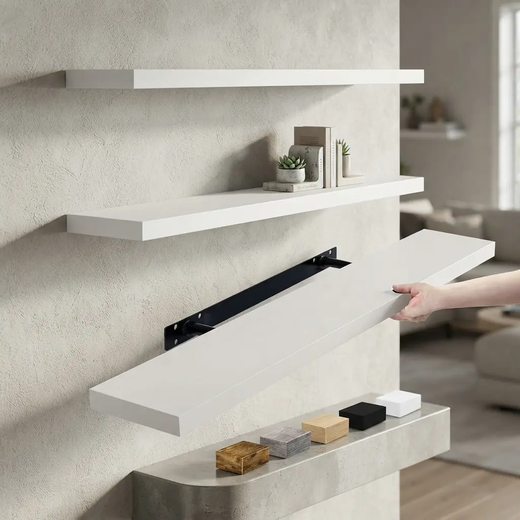 Floating Shelves for Wall - 35/48/55 Inch Long Bathroom Shelves, Wall Decor for Bedroom, Kitchen, Living Room & Book Storage - Mounted Floating Shelf with Invisible Brackets