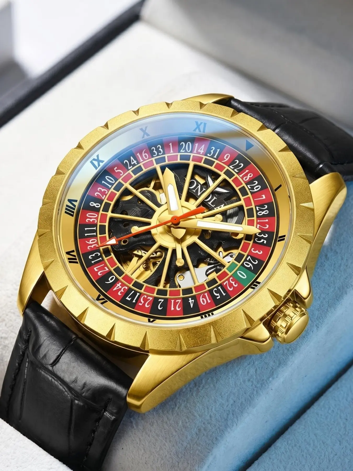 ONOLA Brand's New Luxury Lucky Wheel Men's Watch, Mechanical Men's Fashionable Round Russian Roulette Mechanical Watch, Waterproof