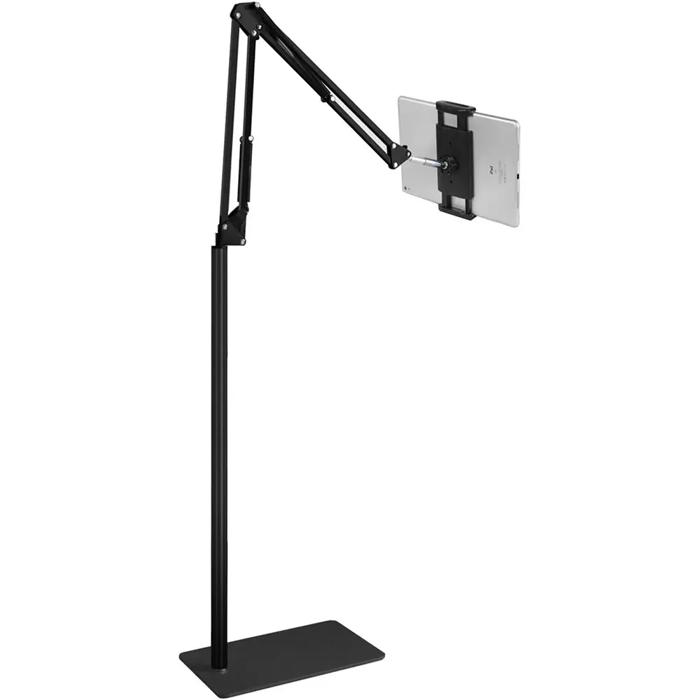 Tablet Floor Stand with 5LB Metal Base, Overhead Bed Phone Stand, Universal Floor Stand, Angle Height Adjustable Holder, Compatible with Phone, iPad, Kindle and E-Readers