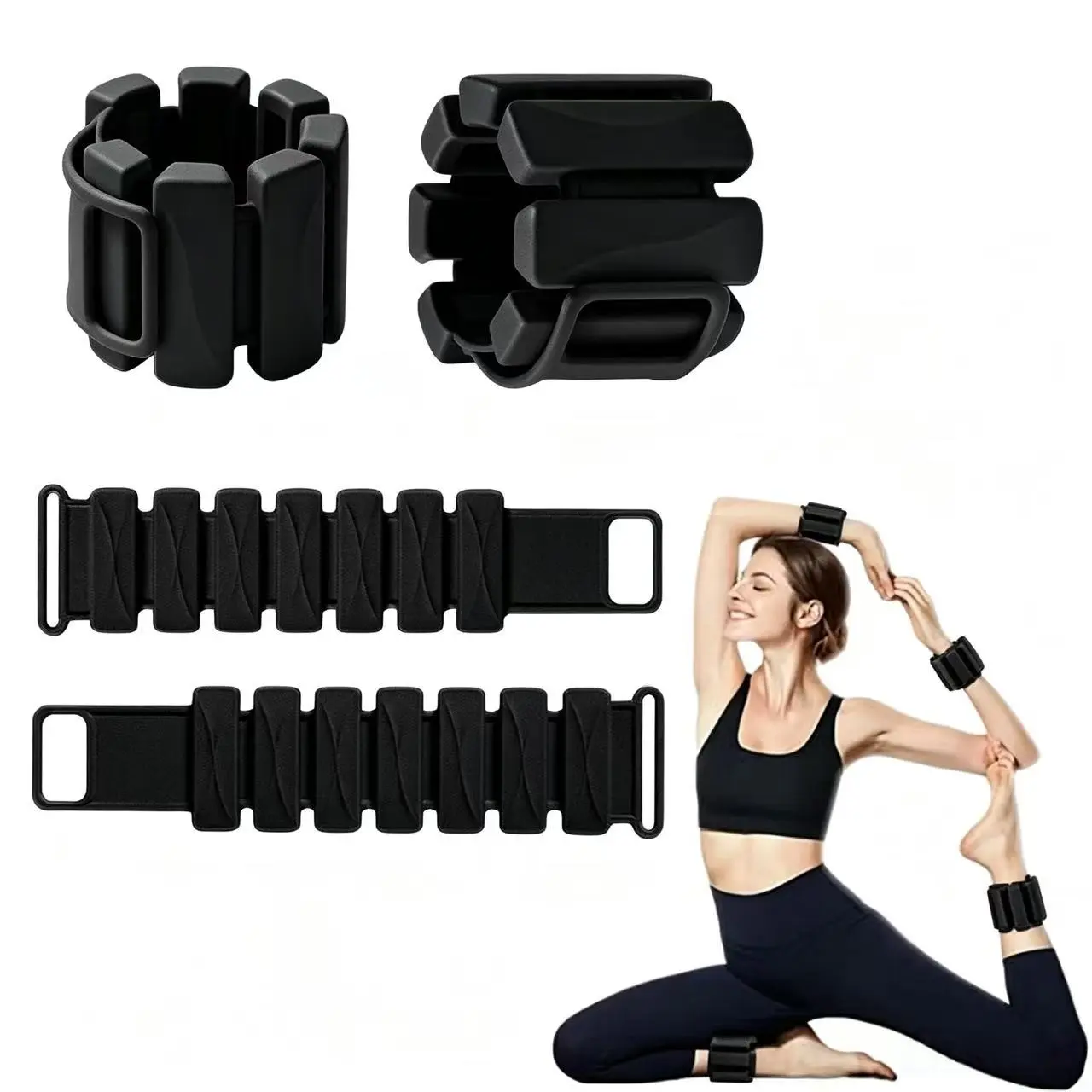 Women's Pilates Wrist Ankle Dumbbells, Adjustable Weight Bracelets, Workout Equipment, Workout Gear, 2 Pounds, for Walking, Yoga, Training, Running, 2 Pieces Set