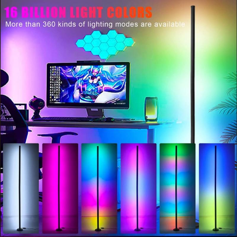 RGB LED Floor Lamp with Remote & App Control, USB Powered Smart Standing Lamp, Color Changing Ambient Light for Living Room Bedroom Home Decor