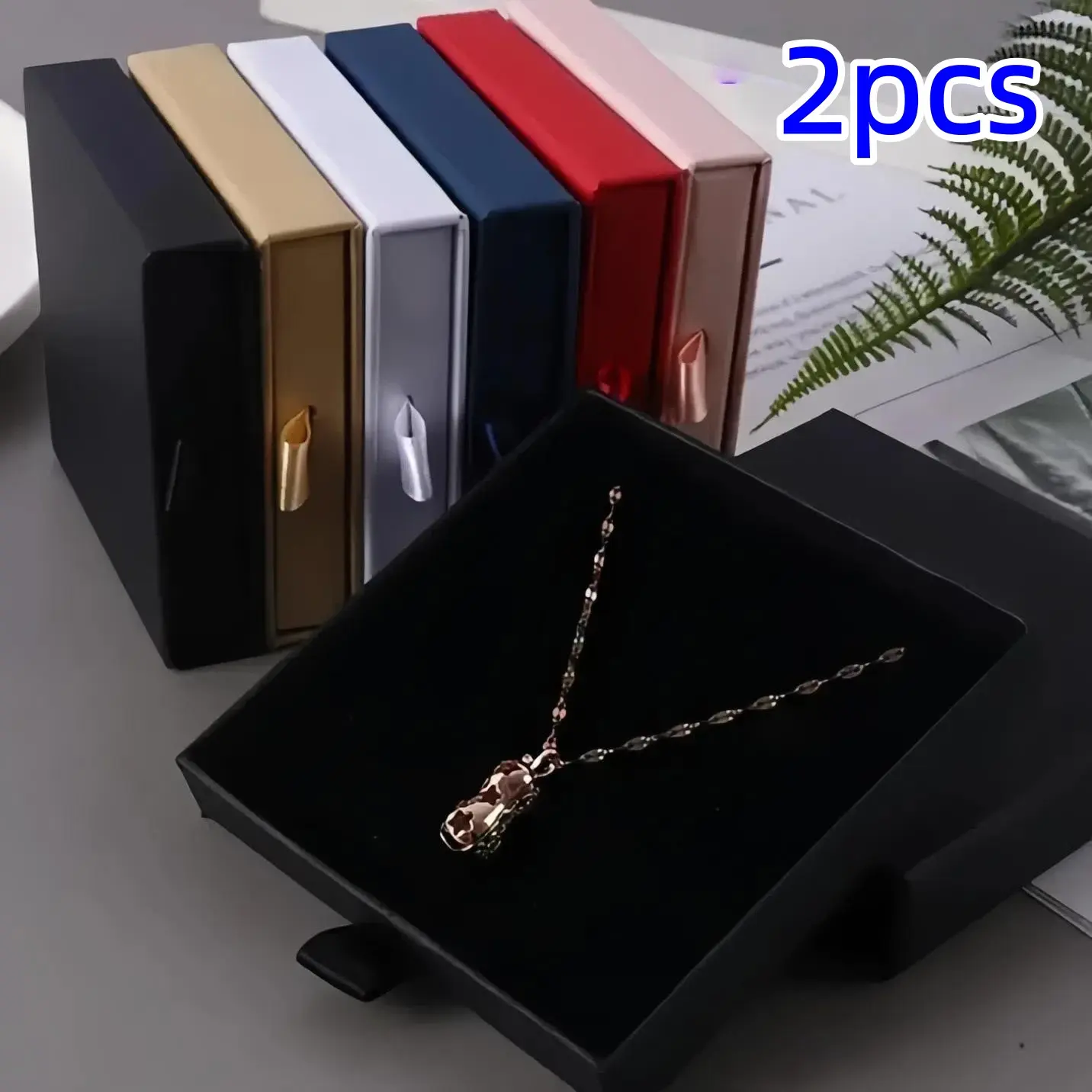 Elegant Jewelry Gift Boxes Set of 2, Durable Thick Cardboard Storage Containers, Perfect for Rings Necklaces Bracelets Earrings Display