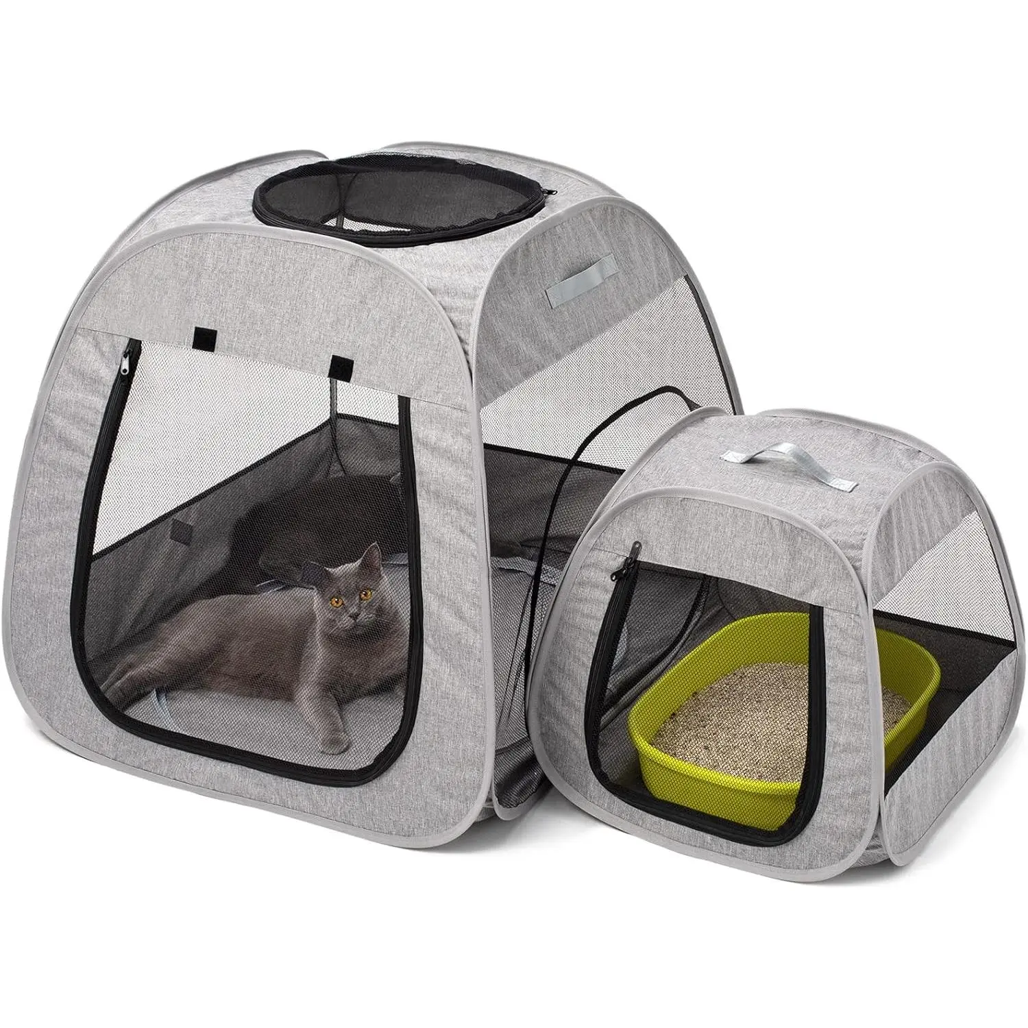 Portable Foldable Cat Playpen - Trapezoidal Design for Stable Standing, Foldable Pen with Universal Indoor/Outdoor Fit, Pet Enclosure for Kittens, Cat House & Condo