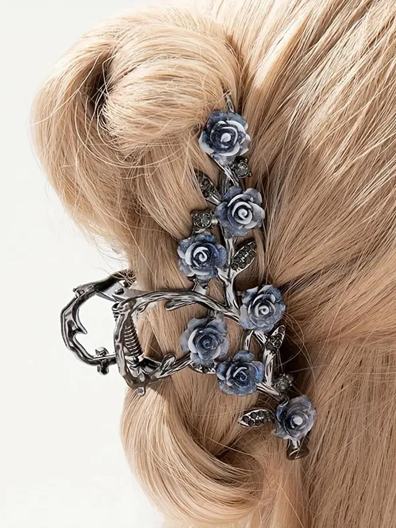 Fashion Flower Decor Hair Claw, Elegant Thorns Rose Design Hair Accessories for Women & Girls, Cute Lovely Hairwear for Daily Used