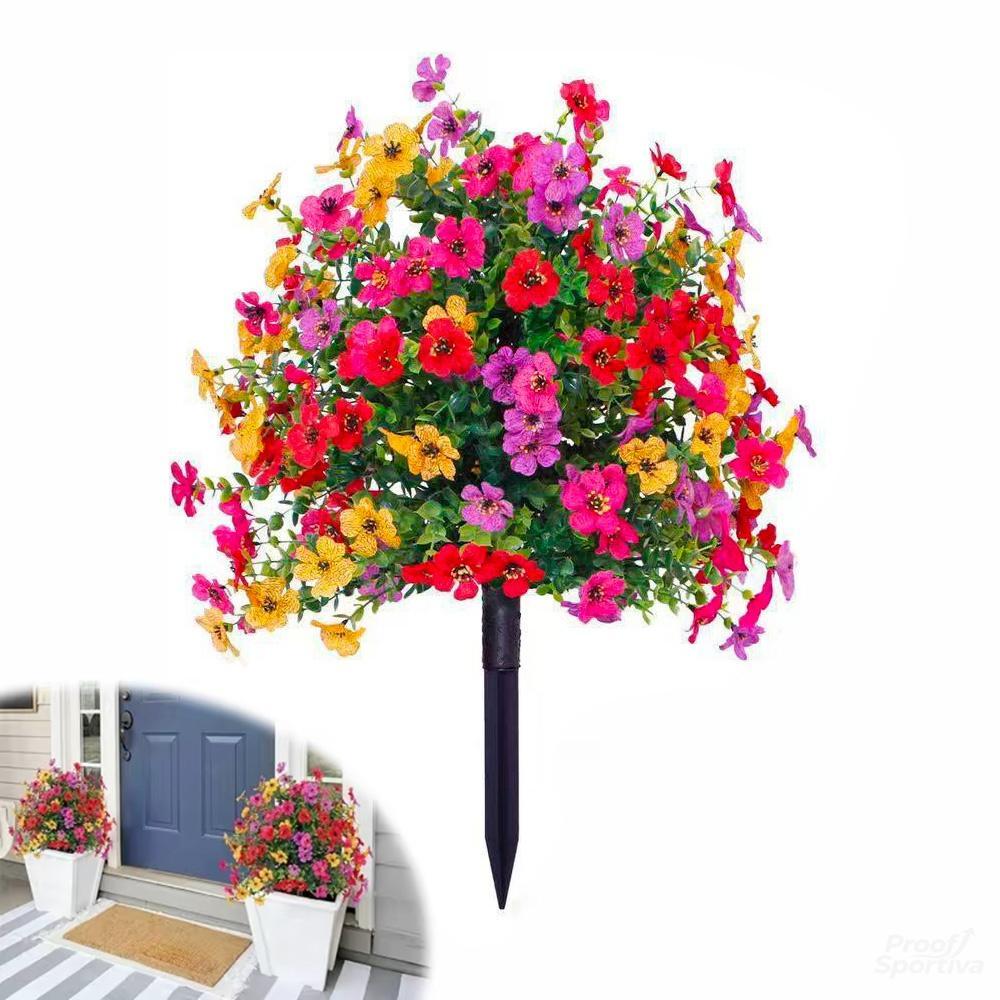 Artificial Flowers Faux Plants Outdoor Fake Flowers Spring Decor, Realistic Plastic Colorful Daisy UV Resistant for Porch Patio Home Yard Garden Window Box Pot Planters