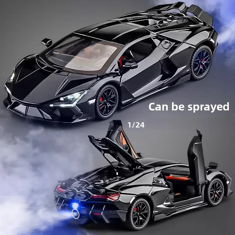 1:24 Cool Alloy Cast Racing Car Model, with spray design, realistic scissors-style door opening, flashing lights, high-replication details. The top choice for children's boy toy cars, a collectible alloy racing car, an excellent gift item.