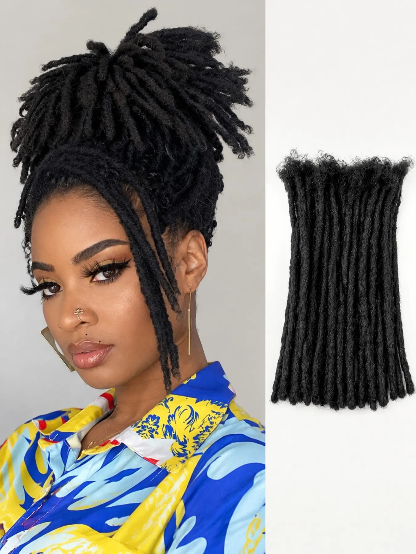 30PCS 4-16 Inch Human Hair Faux Locs Extensions for Women & Men, Natural Black Crochet Dreadlock Hair with Defined Loc Texture, Easy Protective Hairstyle Pieces for Braids and Boho Looks