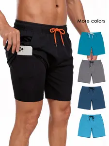 Men's 2-In-1 Swim Trunks, 7 Inch Swimming Shorts, Quick Dry Gym Shorts with Zipper Pocket, Compression Lining, Gym Vacation Pool Wear
