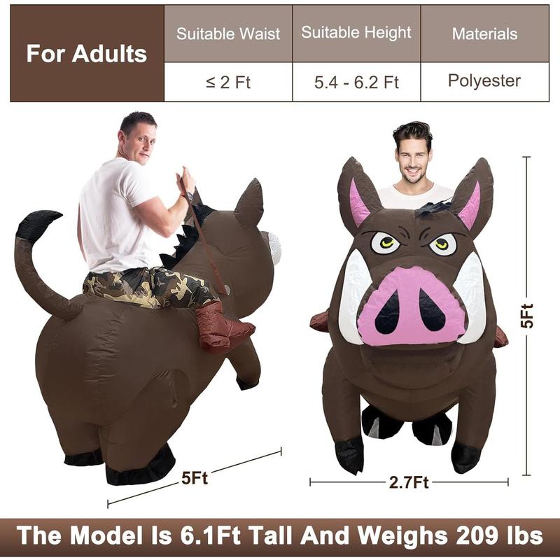 Halloween Inflatable Warthogs Rider Costume Funny Blows Up Riding   Costume for Halloween Party Adult Men Women