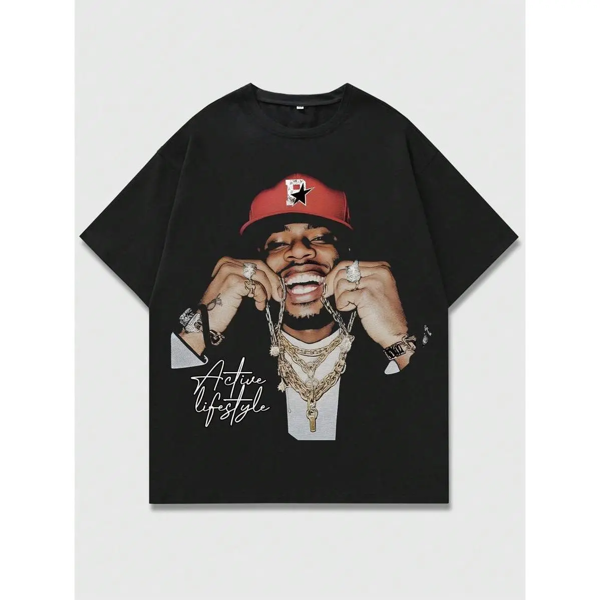 ROMWE MEN Street Life Summer Casual Graphic Men'S Portrait Printed Short Sleeve T-Shirt, Suitable For Daily Wear In Spring And Summer, School