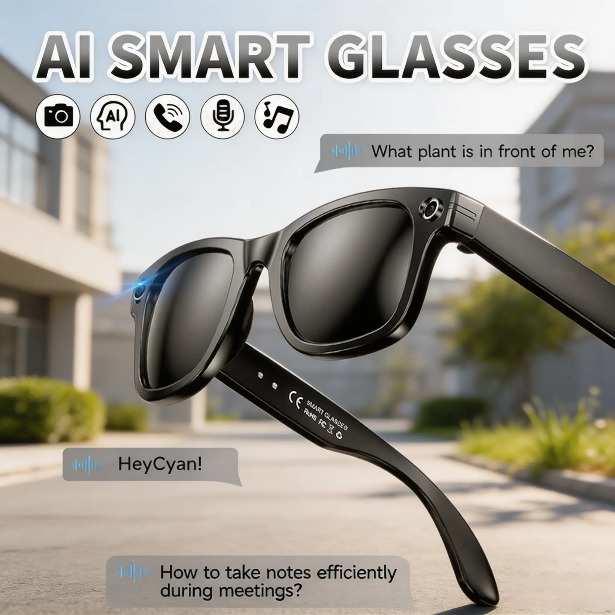 2026 New W610 Smart Ai Glasses, 8mp Camera, 4GB Memory, Video Recording, WiFi, Bluetooth-compatible, Voice Translation, Photo Recognition, Driving Use