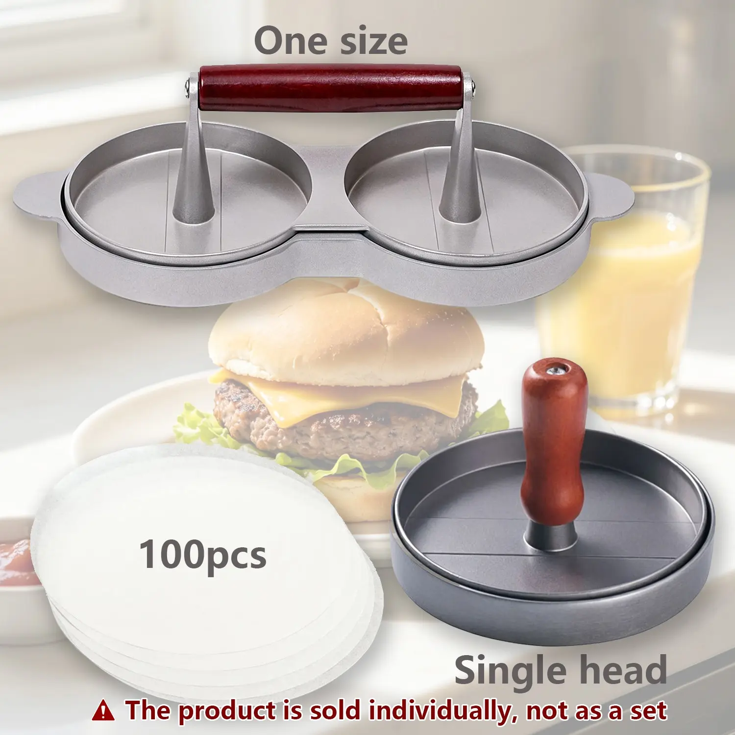 Round Burger Press, Burger Meat Patty Maker, Hamburger Press, Burger Meat Patty Mold, Kitchen Cooking Utensils for Barbecue Grill, Kitchenware