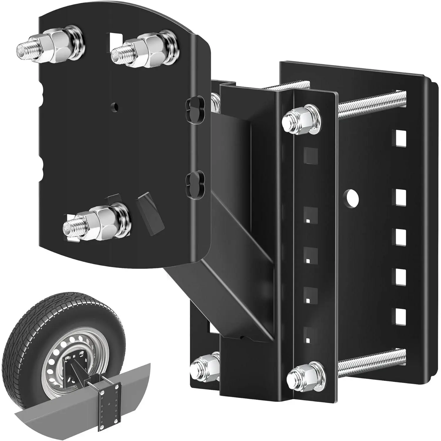 Heavy Duty Spare Tire Mount Bracket for Trailer Boat and RV, Fits Most 4 5 6 Lugs Wheels with 4" to 5.5" Bolt Patterns, Holds up to 160 Lbs