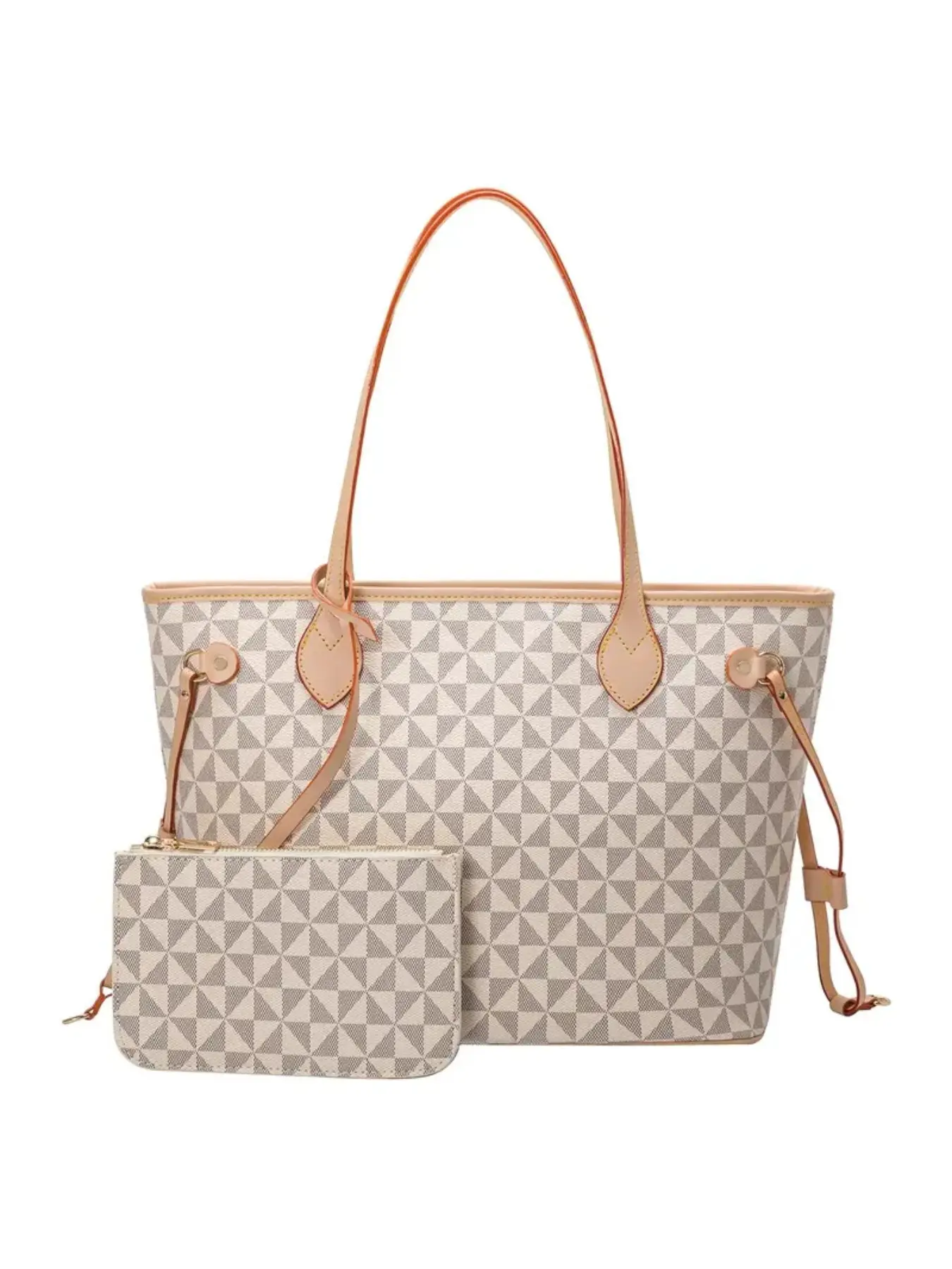 tote bag with pouch, geometric print tote bag, Geometric pattern tote, large shopper tote, women shoulder handbag, work commute tote bag, office shoulder purse, structured tote bag, matching wallet pouch set, casual ladies bag