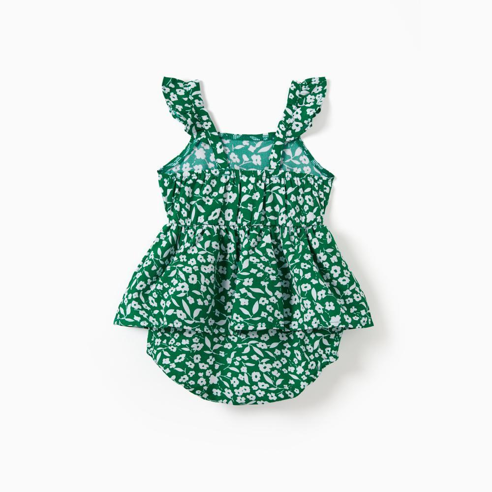PatPat Matching Floral Print Green Smocked Strap Jumpsuits for Mommy and Me PatPat Matching Floral Print Green Smocked Strap Jumpsuits for Mommy and Me