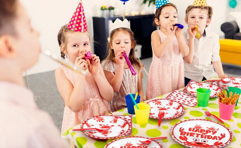 96PCS Crab Birthday Party Decorations Crab Plates and Napkins Disposable Paper Tableware for Baby Shower, Picnic, BBQ, Seafood Boil Birthday Party Supplies, Serves 24