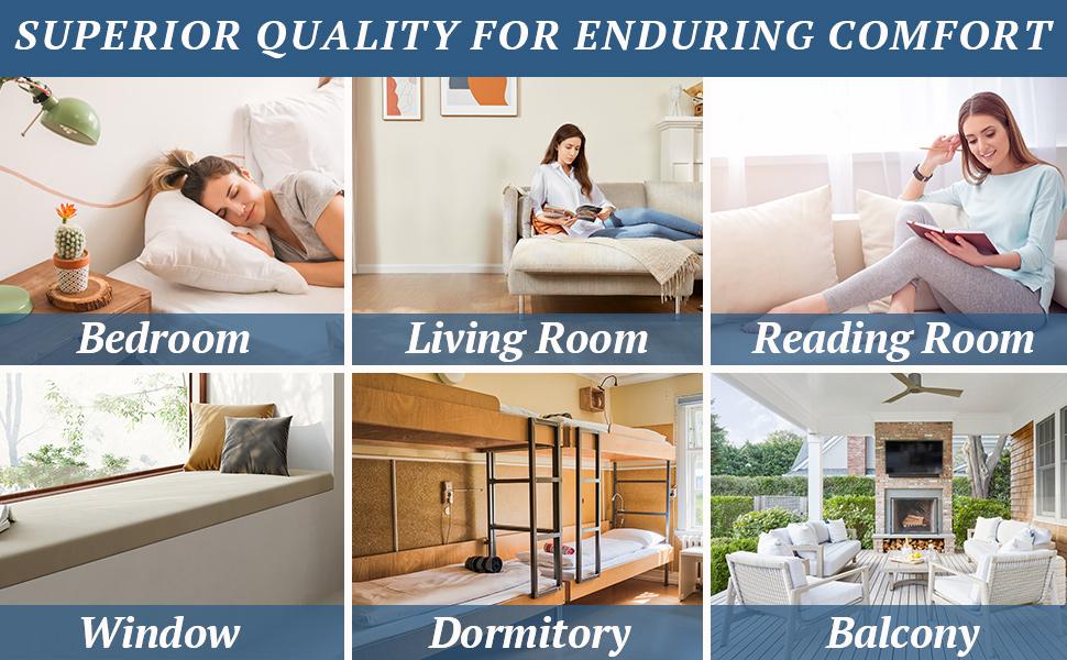 Djft Wedge Headboard Pillow for Bed Sitting & Reading, Bed Backrest Reading Cushion with Removable Cover, Large Sitting Pillow with Side Pockets for Dorm Room(Blue, Twin 39in)