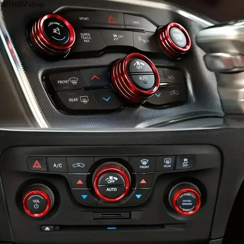 3 Count Red Metal Interior Trim Overlay Stickers, Seamless Snap Fit Sporty Cabin Decor Parts, Self-Adhesive Custom Muscle Car Mod Accent, Vibrant Racing Red Styling Trim, Scratch-Proof Durable Auto Interior Ornament, Ideal For Stock Interior Refresh