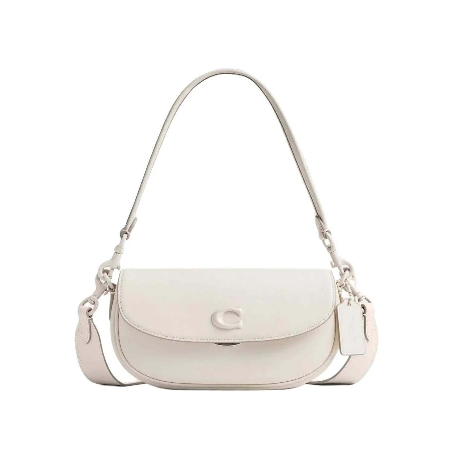 Coach Emmy 23 Logo Toggle Saddle Bag for Women – Medium White Leather Handbag