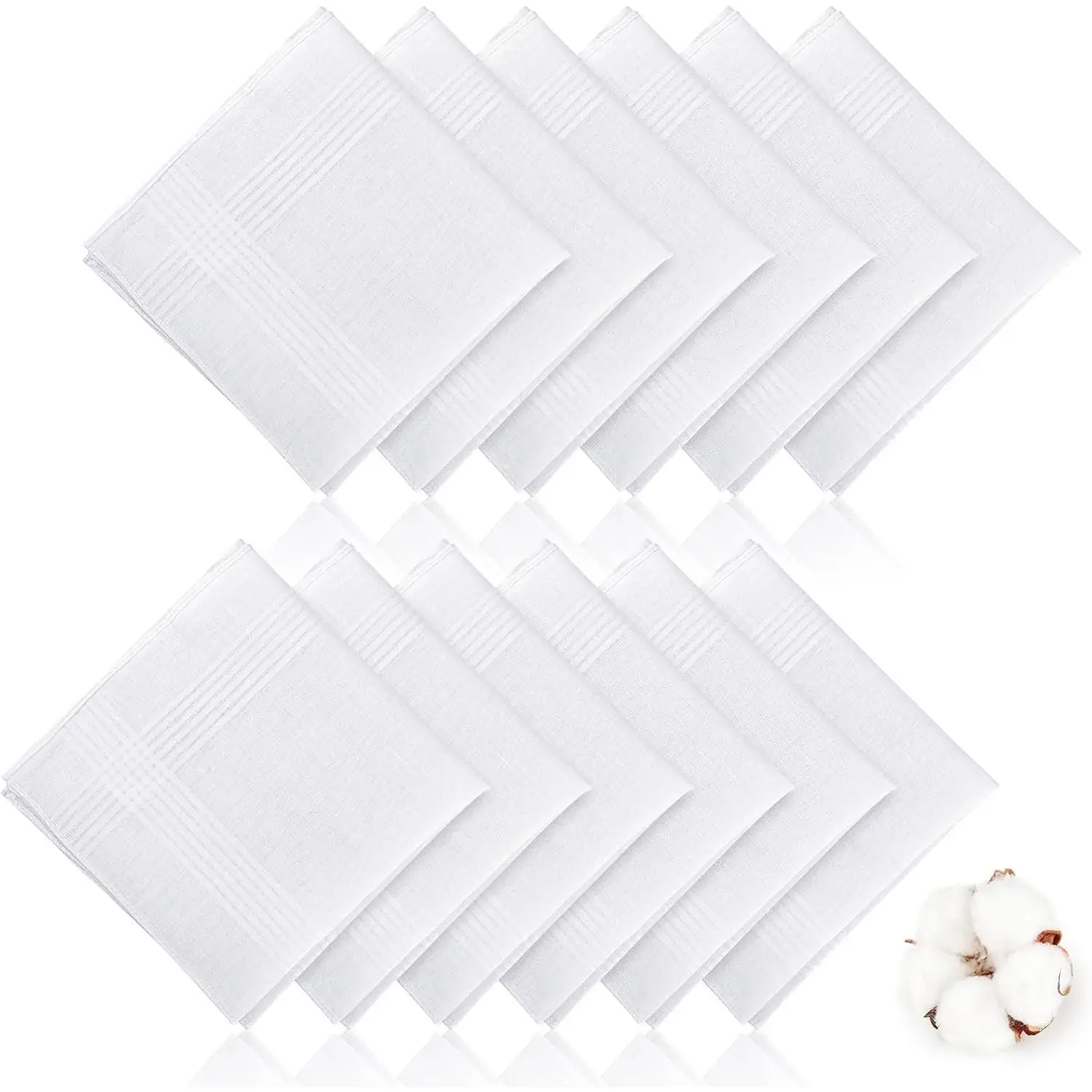 Men's Handkerchiefs 15x15 Inch 100% Cotton White Hankies(Gift)