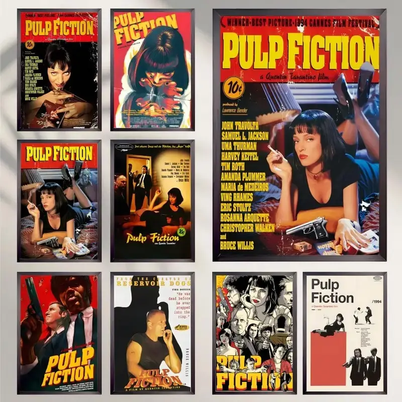 Pulp Fiction Canvas Wall Art Set| Aesthetic Retro Movie Poster Decor for Bedroom, Living Room, Office & Cinema Room| Vintage 90s Film Aesthetic| Quentin Tarantino Classic| Perfect Gift for Movie Buffs| Unframed or Framed Options
