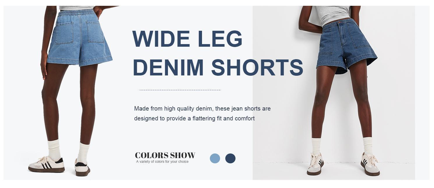 Danedvi Women's Casual Jean Shorts High Waisted Denim Shorts Wide Leg Summer Shorts with Pockets