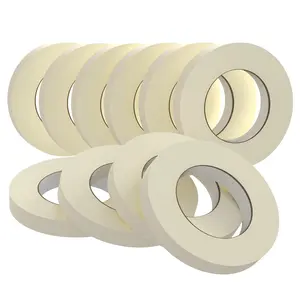 Masking Tape 0.75 inch x 55 Yards x 10 Rolls (550 Total Yards), Adhesive Painting Tape Bulk for General Purpose Beige White Color for Painting, Crafting, School Stationery, Arts, Home Use etc