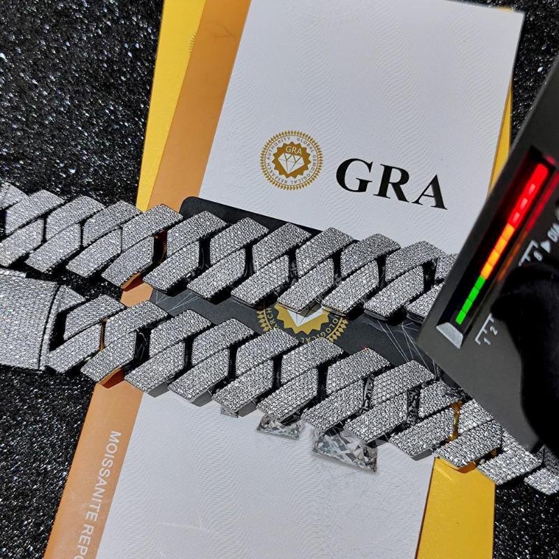 Pass Diamond Test GRA Moissanite 25mm Wide 6Rows Solid Silver Cuban link chain for Rapper Hip Hop VVS Iced Out Necklace. Pass Diamond Test GRA Moissanite 25mm Wide 6Rows Solid Silver Cuban link chain for Rapper Hip Hop VVS Iced Out Necklace.