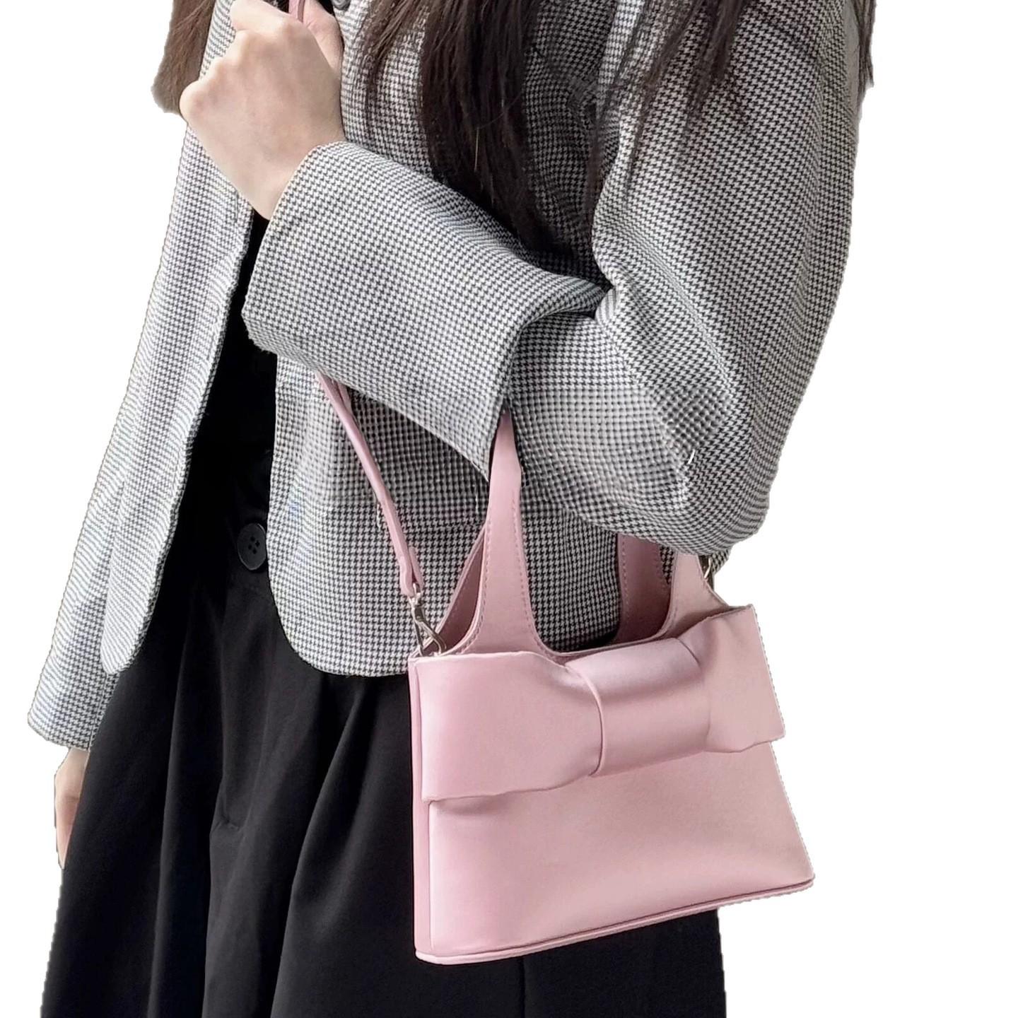 Sweet 2026 Spring Bowknot Bag - Cute Pink Handbag for Teens, Fashion Crossbody , Trendy Gift for Girls