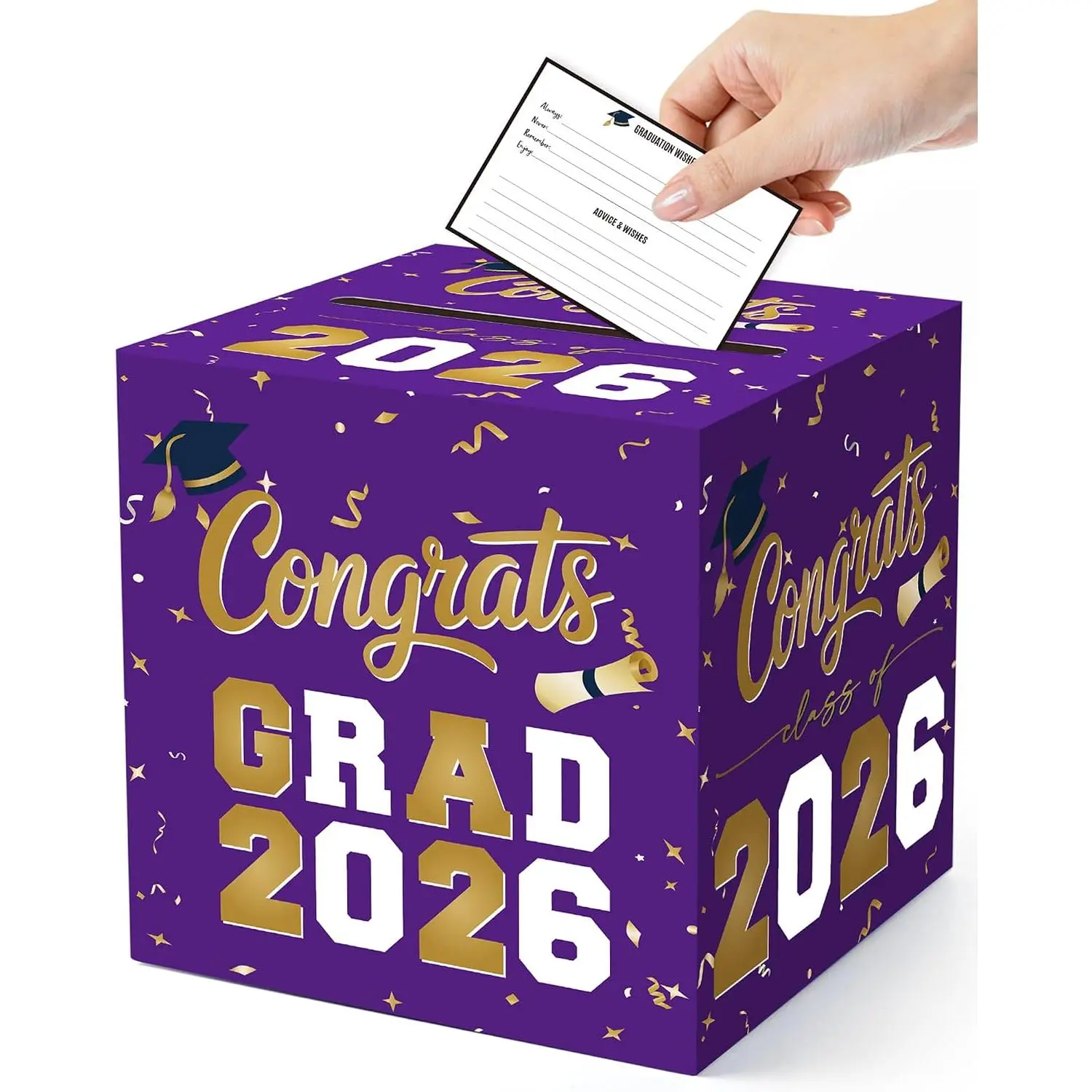 Class of 2026 Graduation Caroney Box with 30PCS Gift Cards - Purple Graduati Decorations, Gift  for Graduati Favors & Supplies