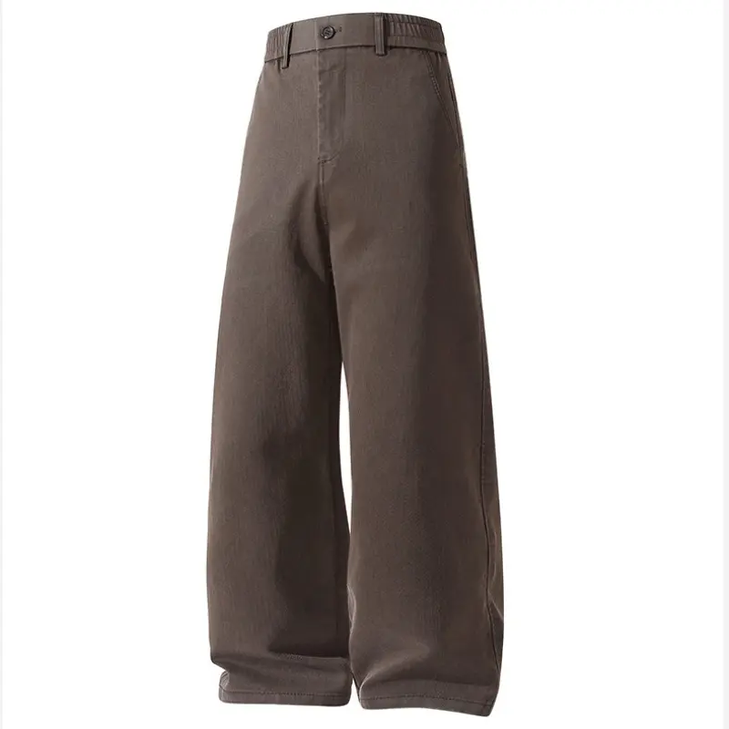 Men's Retro Japanese Style Dress Pants, Solid Silky Draping Fabric, Lightweight Breathable & Button-Adorned for Business Casual, Fashion, Business Style Men's Pants, Button-Adorned Men's Pants