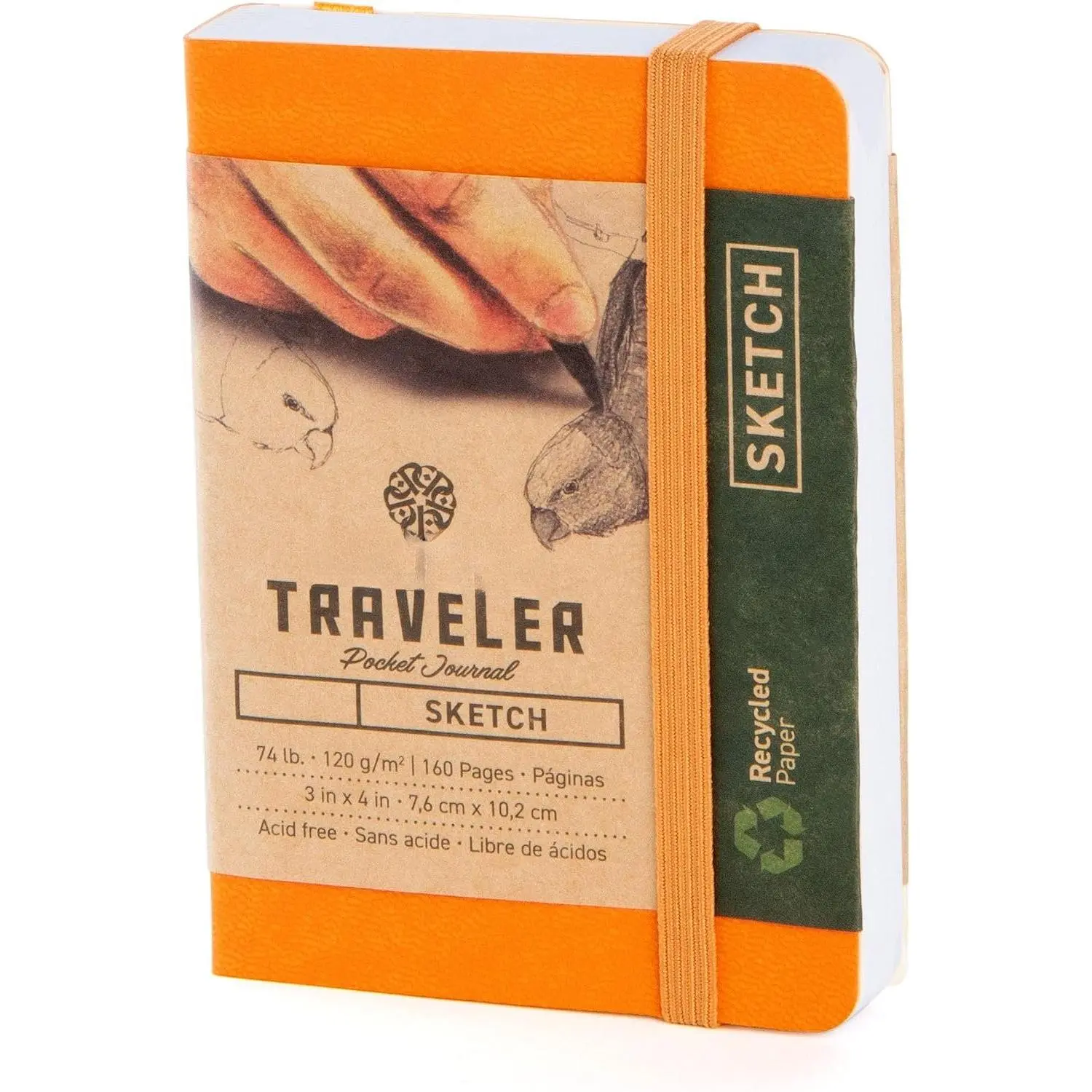 3" x 4" Pocket Sketchbook Traveler Journal, 160 Pages, Orange