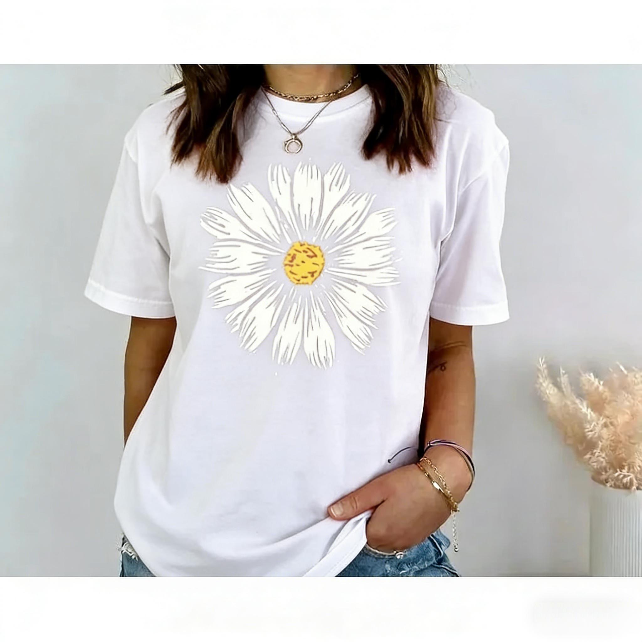 Comfort Colors Daisy Wildflower Floral Tshirt for Women - Unisex Plant Tee Tshirt - Cotton, Fabric