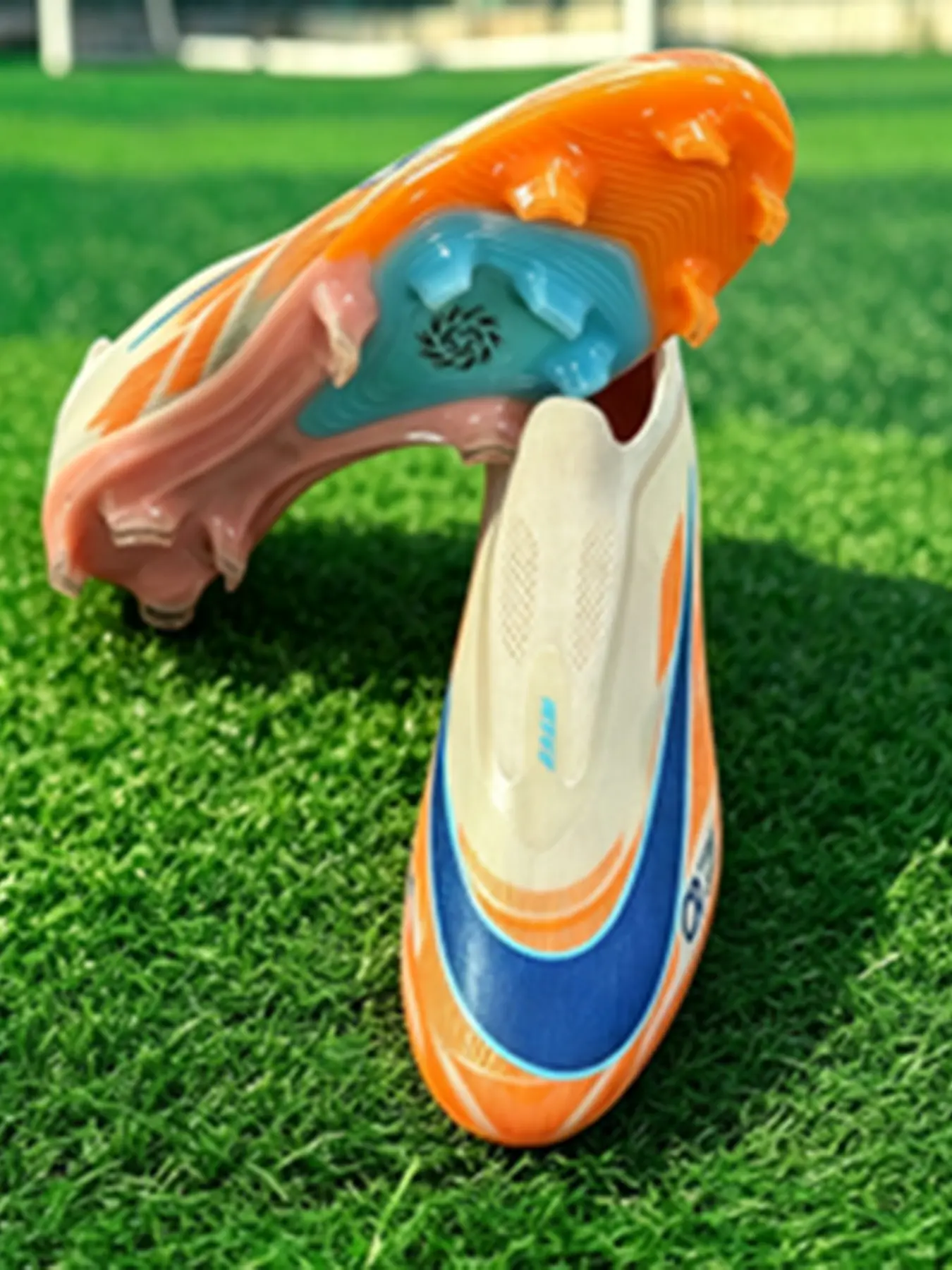 Men's Breathable Football Shoes, Fg/ag Long Studs, Artificial Grass, All Seasons, Anti-Slip, Durable, Ankle Protection, Multi-Color Options, Football Boots