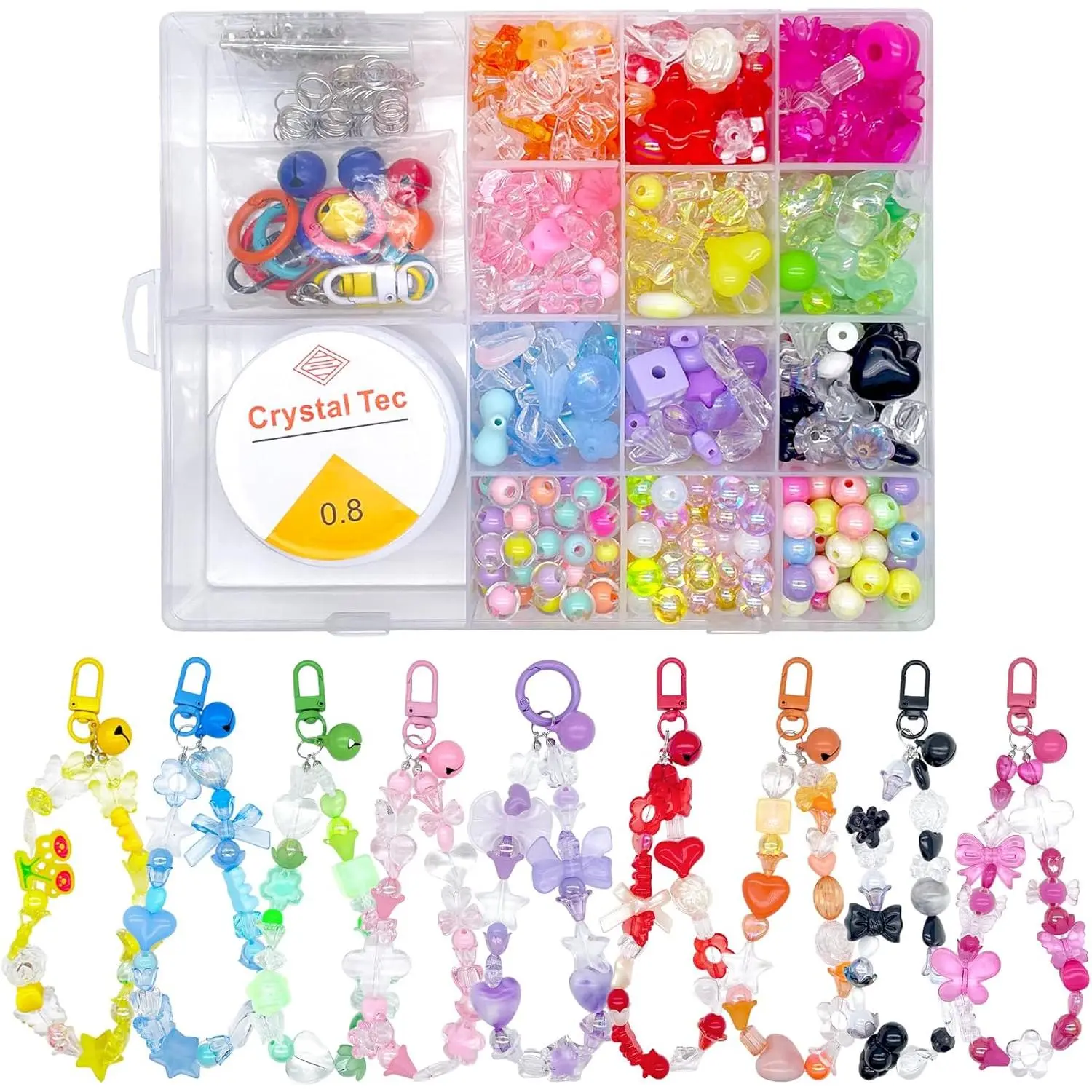 750-Count Pastel Butterfly Beads for Bracelets Making, 12-Color Beading Supplies for Christmas, Thanksgiving, Beginner Level Girls