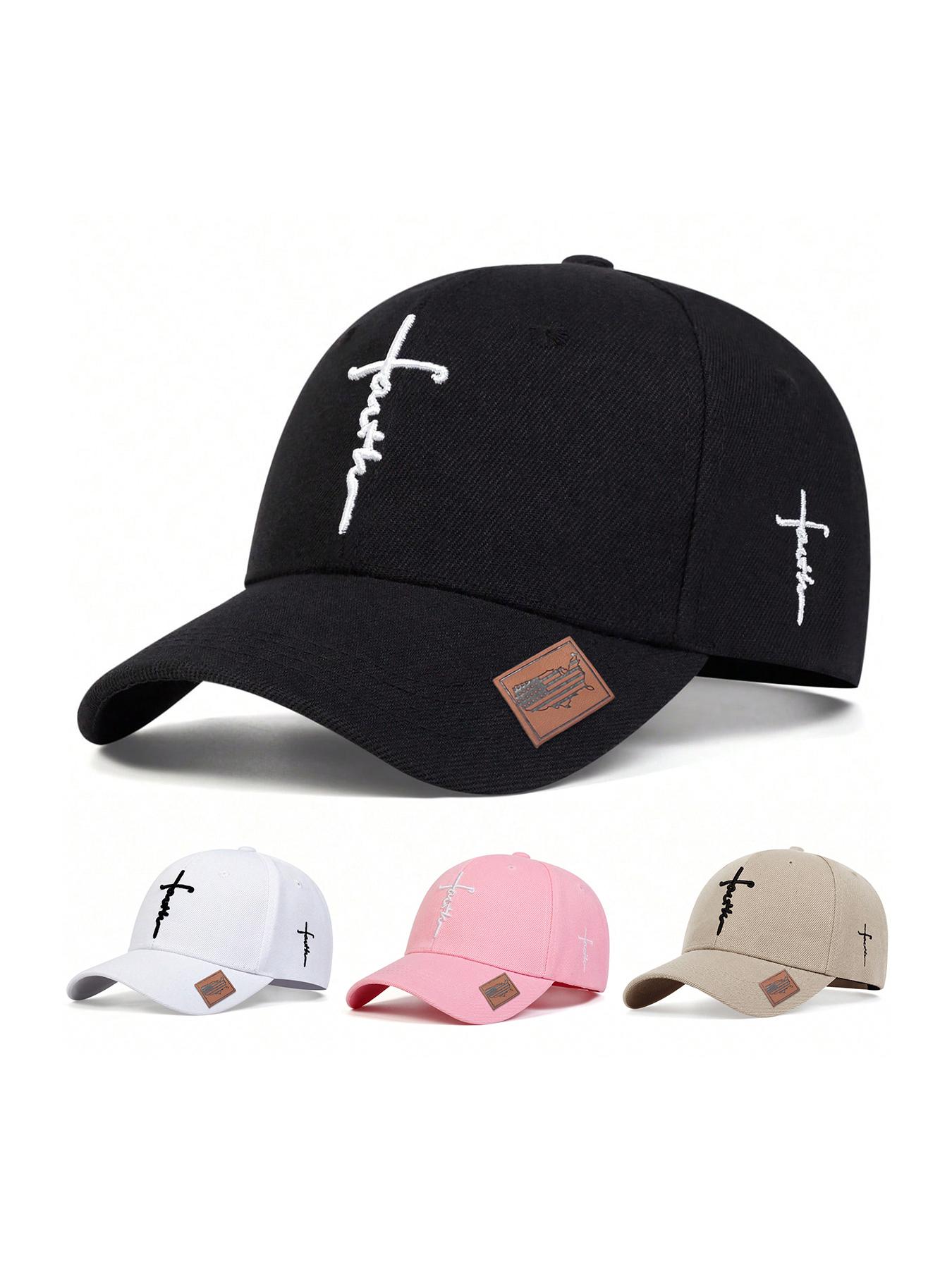 Faith Letter & Cross Embroidery Baseball Cap, Casual Outdoor Sports Hat for Men & Women, Adjustable Sun Protection Cap for Daily Wear, Adjustable Stylish Hat