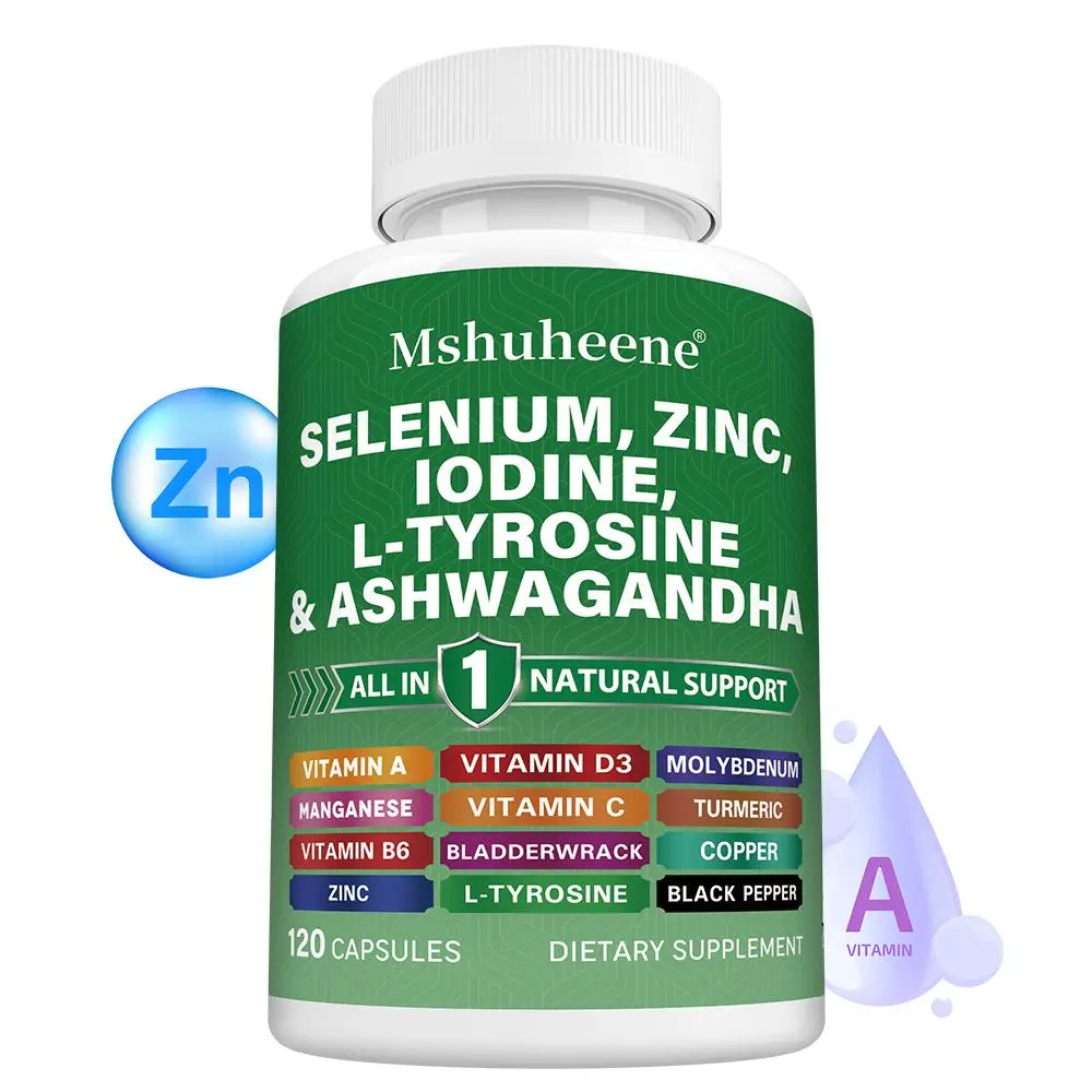 Selenium, Zinc, Iodine Ashwaganda Supplement - Supports thyroid health and energy levels (120 Capsules) Selenium, Zinc, Iodine Ashwaganda Supplement - Supports thyroid health and energy levels (120 Capsules)