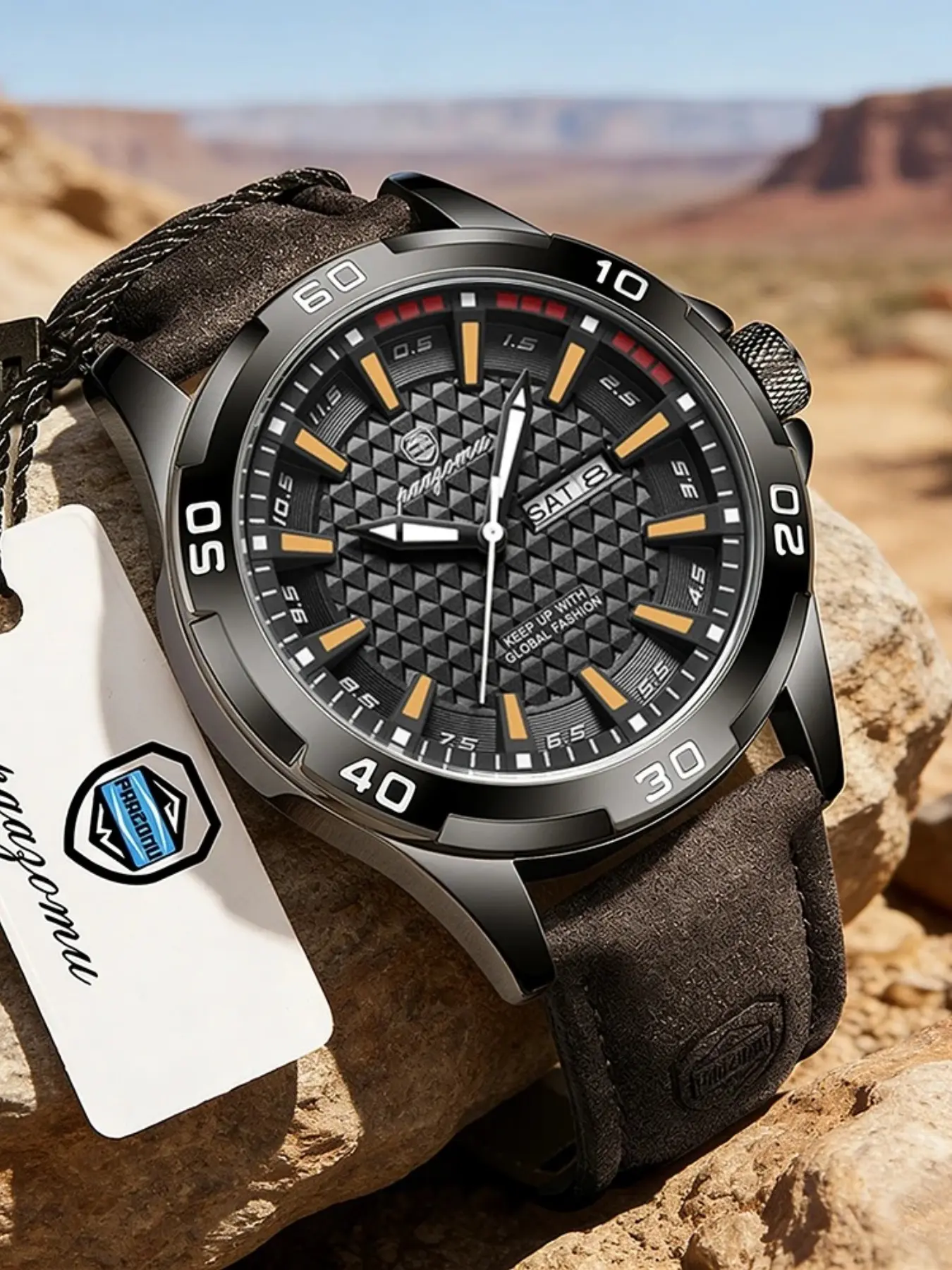 Men's Sport Watch with Artificial Leather Strap, Round Zinc Alloy Case, Simple Design, Electronic Sports Watch with Pointer Display