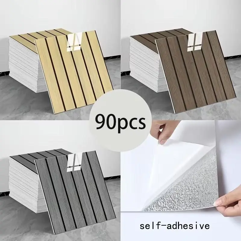 90pcs Glossy Marble Pattern Self-Adhesive Wall Stickers, Waterproof, Suitable for Living Room Kitchen Bathroom, Not for High Temperature
