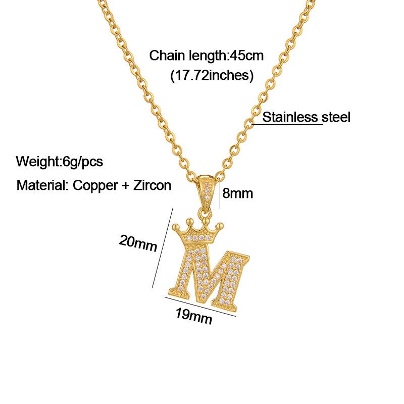 Zircon crown necklace 26 letters necklace initials clavicle necklace birthday gift
