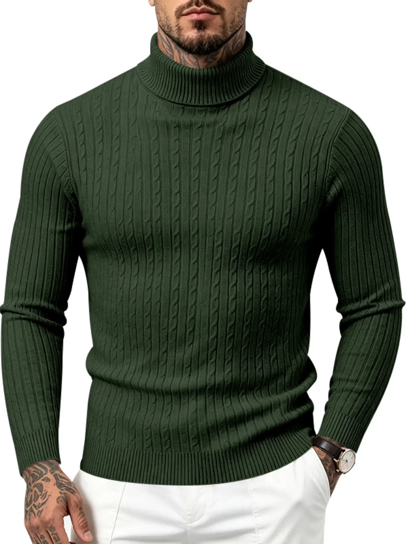 Men's twist and twist turtleneck slim slim autumn and winter warm knitted undershirt light ripe wind jumper jumper inside and outside wear all match
