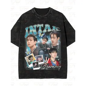 Retro Intak P1Harmonys Duh Utop1A P1H Tee - Vintage Washed Pure Cotton T-Shirt with Member Graphics (Keeho, Theo, Jiung, Soul, Jongseob) - Oversized Round Neck Shirt Suitable for - Wear & Football Fan Apparel