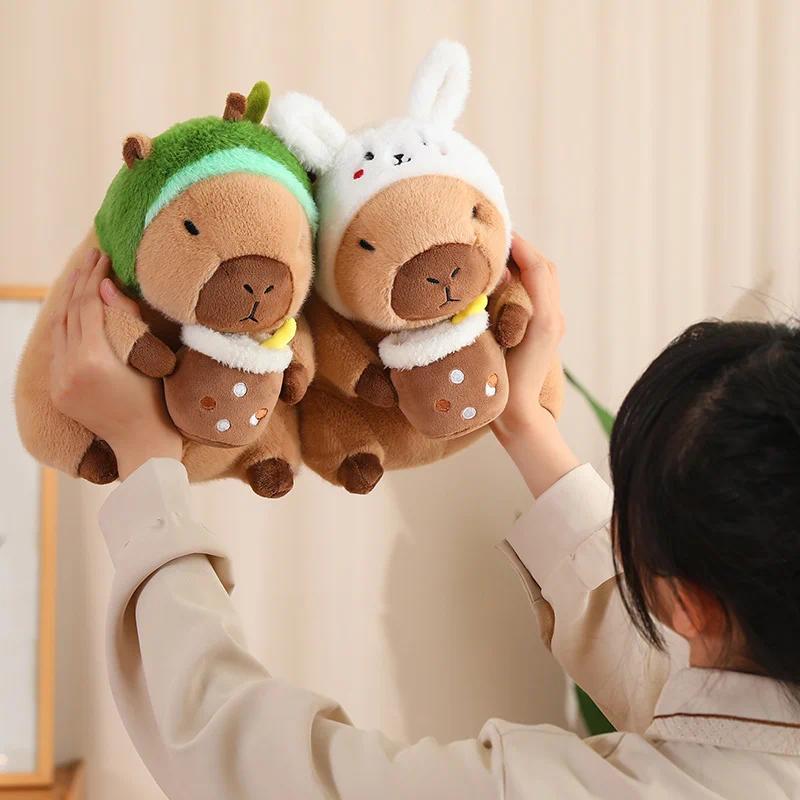 Capybara Plush Toy Simulation Capibara Unicorn Dinosaur Dress Boba Bread Fruit Food Decor Birds Bubble